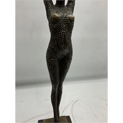 Art Deco style bronze, Starfish dancer, upon a black marble plinth, after Dimetri H Chiparus, signed and with foundry mark, H47cm