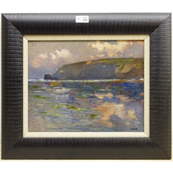 Campbell Archibald Mellon (British 1876-1955): 'Off Cromer', oil on board signed with initials by a later hand, titled verso 28cm x 36cm

