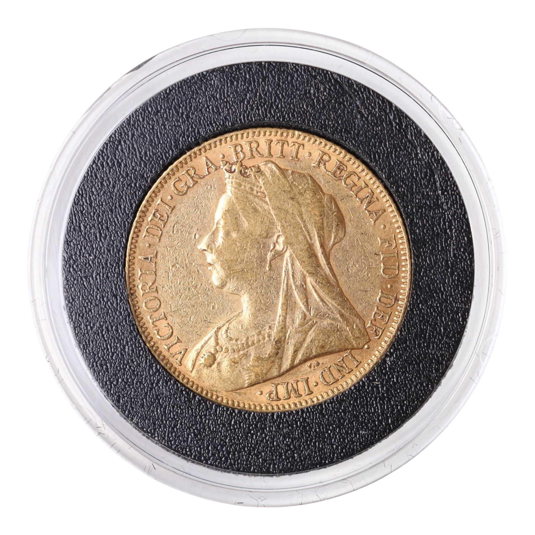 Queen Victoria 1899 gold full sovereign coin, encapsulated