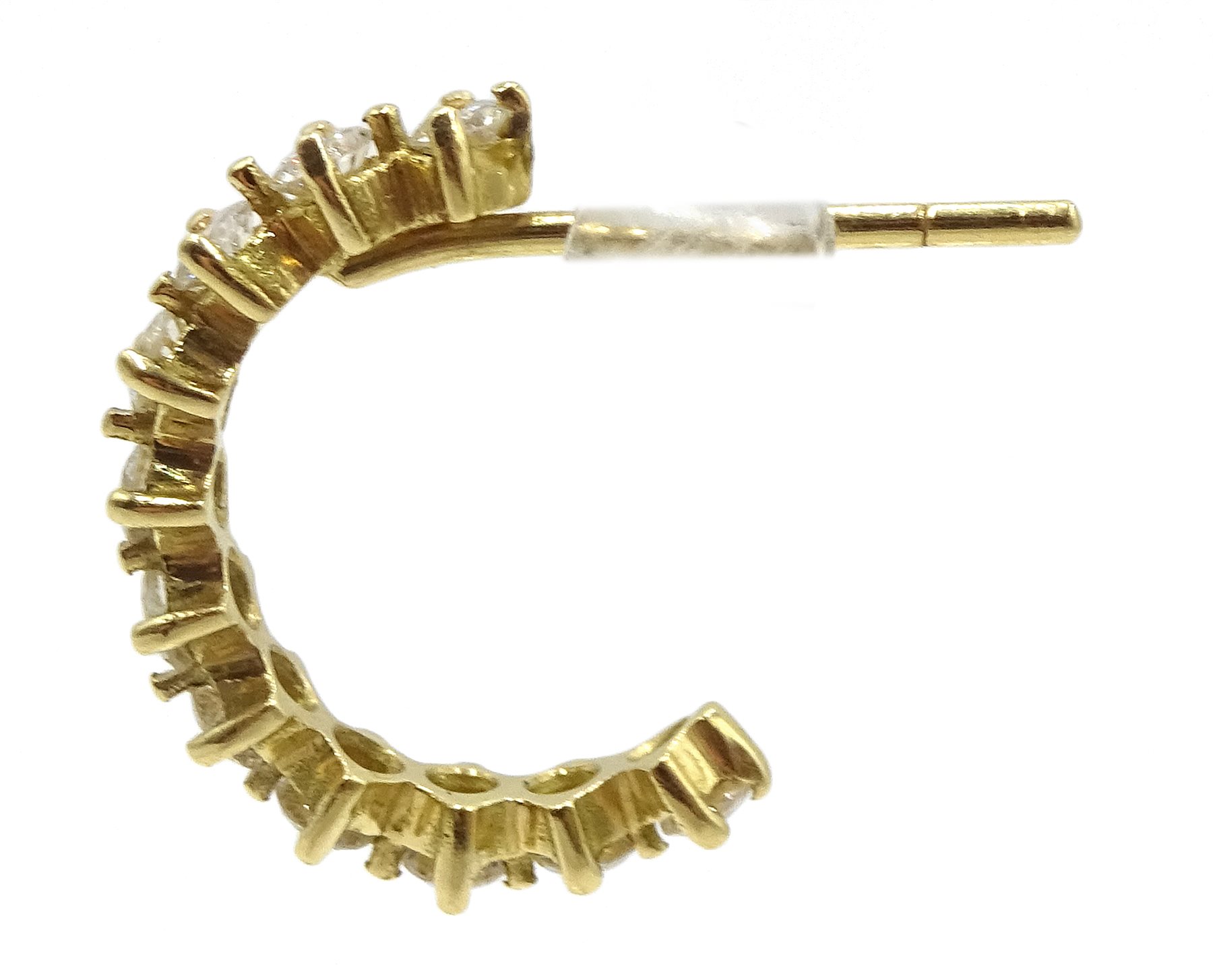 Pair of 14ct gold diamond half hoop earrings Jewellery, Watches, Silver & Coins