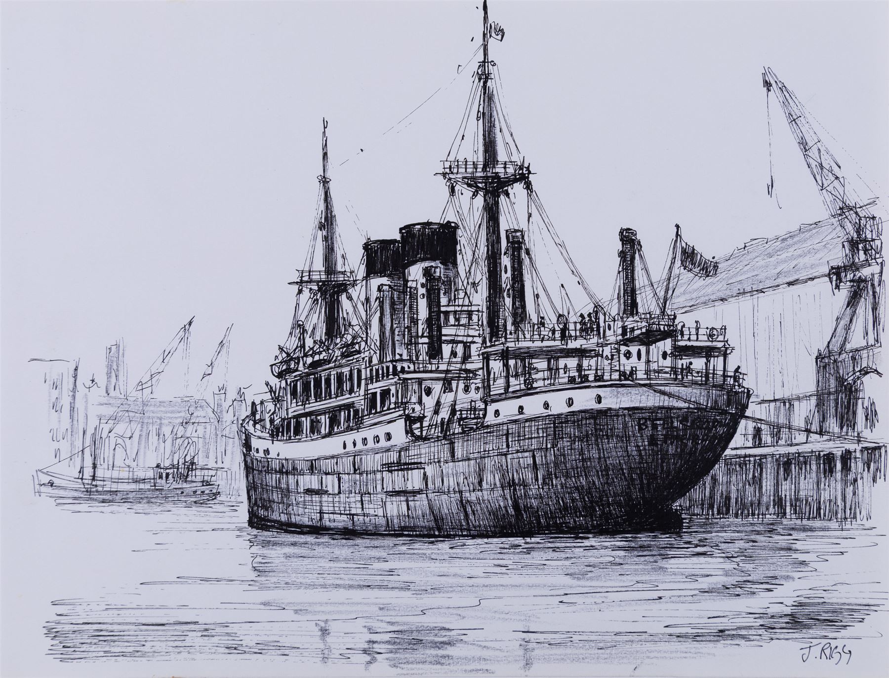 Jack Rigg (British 1927-2023): Boat Sketches, two pen and inks signed, one with further sketches verso, 21cm x 28cm (2) (unframed)