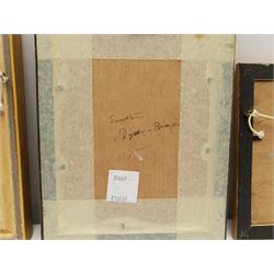 Harry Edmunds Crute (British 1888-1975): Cornish Beach Scene, oil on board signed 15cm x 19cm, together with two similar oils one signed Smith, inscribed verso 14cm x 19cm (3)