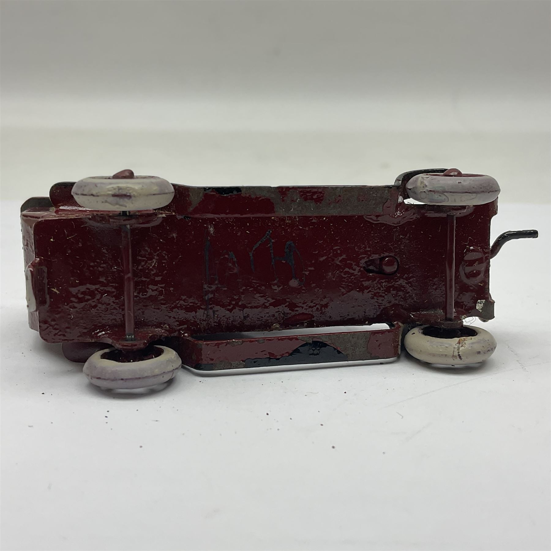 Ernst Plank van, circa 1912, maroon body with gilt detail, hinged roof and driver, H4cm, L7cm