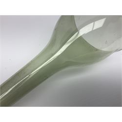 Georgian hand-blown green glass wine funnel, H32cm