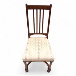 Living room items, comprising an 18th century design mahogany tray top table, the removable tray with shaped gallery, brass carrying handles and undertier stand, together with a French side chair with upholstered seat and X-stretcher base (Table H 74cm, W 54cm, D 36cm, chair H 94cm, W 41cm, D 42cm)