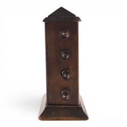 Early 20th century oak cased perpetual desk calendar, H7cm