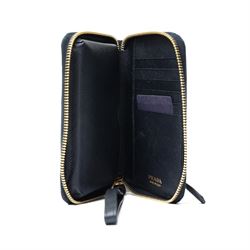 Prada - Saffiano Metal zip-around wallet, black Saffiano leather with gold-tone hardware and applied logo plaque, zip-around fastening with wrist strap and fitted interior, with authenticity card and original box