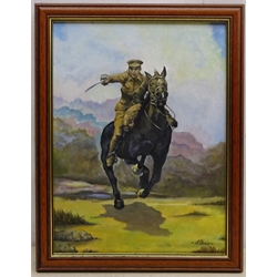  'WWI Cavalry Officer', oil on canvas signed A Doris 39cm x 29cm  