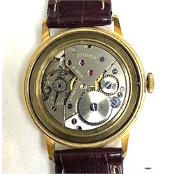 Tudor gentleman's manual wind movement Cal. 1260,  in gold-plated case, on brown leather strap