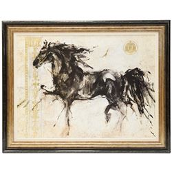 Marta Gottfried Wiley (American Contemporary): 'Lepa Zena' Horse, silkscreen print in colours with gilt detail 75cm x 100cm