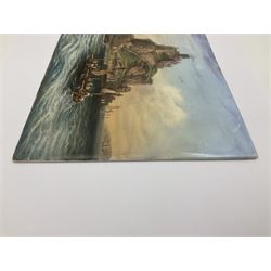 Richard Abbott: St Michael’s Mount, painted oil on porcelain plaque, with 'St Michaels Mount painted by R. Abbott', inscribed on reverse, H15cm, W19cm