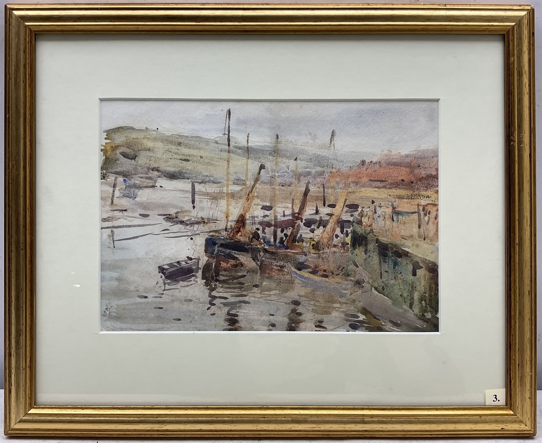 Edward Enoch Anderson (Staithes Group 1878-1961): Whitby from Divinity Flat and Upper Harbour Whitby, two watercolours unsigned 17cm x 25cm (2) 
Provenance: with T B & R Jordan Fine Art Specialists, Stockton on Tees, from the artist's daughter Stella's collection, label verso
