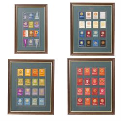 Set of sixty American University cigarette silks in four frames