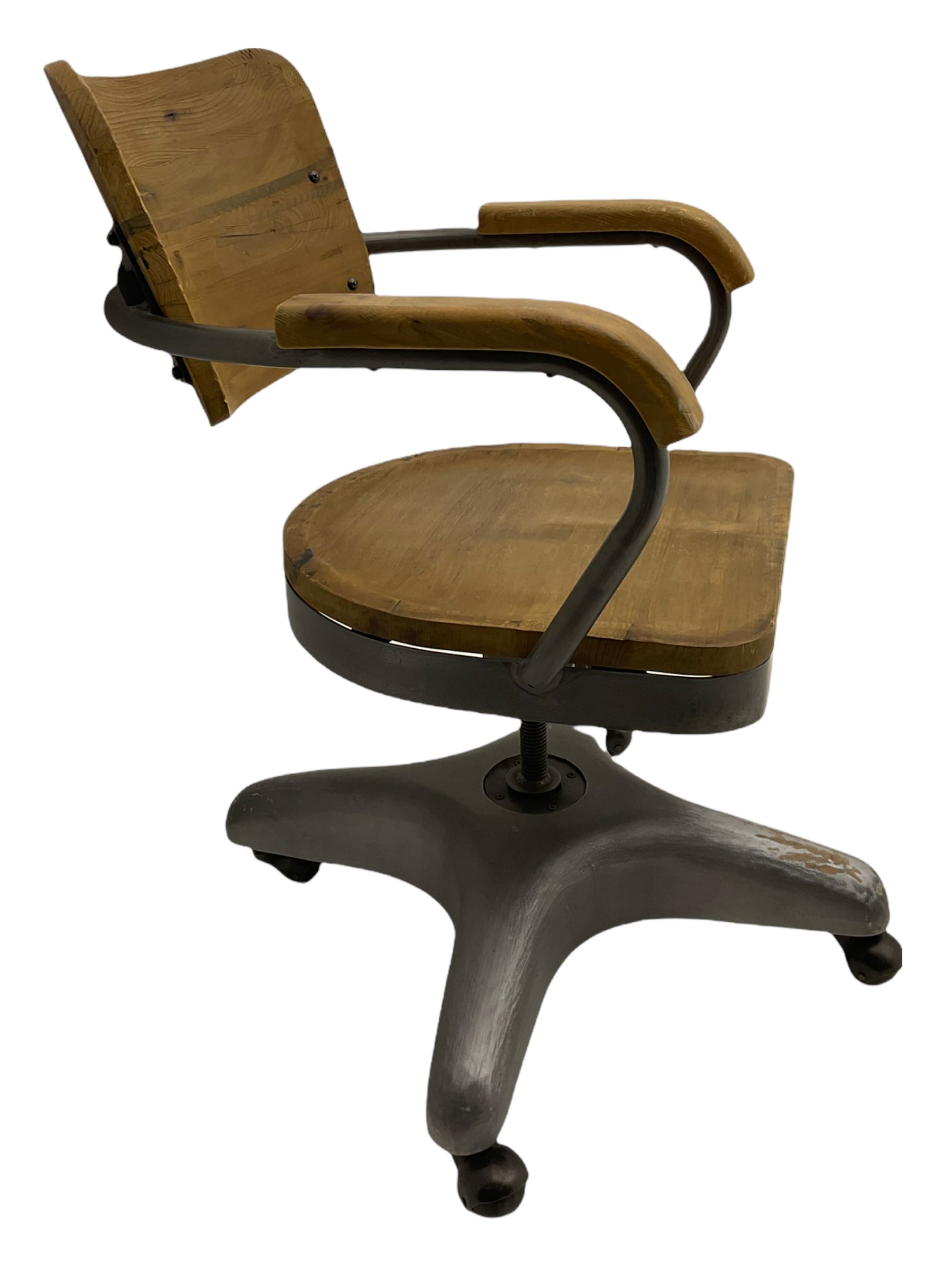 Industrial style metal and wood swivel desk chair
