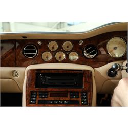 2001 Bentley Arnage Red Label Saloon

Registration: BU51 TGX
Engine: 6.75-litre turbocharged V8 petrol
Transmission: Automatic
Odometer reading: 39,942 miles
Colour: Black Sapphire metallic
Interior: Magnolia leather with burr walnut veneers
Previous owners: 3
V5C: Present
Service history: Good service records

An exceptional Bentley Arnage Red Label Saloon, finished in Black Sapphire metallic, a very dark blue, with a Magnolia leather interior, contrasting dark blue carpets and extensive burr walnut veneers. The car displays an odometer reading of approximately 39,942 miles.

The Arnage Red Label combined Bentley’s renowned 6.75-litre turbocharged V8 engine with automatic transmission, delivering effortless performance in a traditionally appointed luxury saloon. The model is distinguished by its imposing proportions, characteristic Bentley radiator grille and finely crafted interior.

Presented in excellent condition throughout, the bodywork and metallic paint finish appear particularly well preserved, complemented by clean brightwork and the correct Bentley alloy wheels. The engine bay is also notably well detailed.

The interior presents exceptionally well, retaining its Magnolia leather upholstery, polished burr walnut veneers, original factory instrumentation and switchgear. The leather displays only light creasing consistent with careful use.

The car has had three previous owners and is accompanied by good service records.

Features

• 6.75-litre turbocharged V8 petrol engine
• Automatic transmission
• Black Sapphire metallic paintwork
• Magnolia leather interior
• Contrasting dark blue carpets
• Burr walnut veneers
• Electrically adjustable front seats
• Air conditioning
• Factory instrumentation and switchgear
• Bentley alloy wheels
• Right-hand drive
• Odometer reading of approximately 39,942 miles
• Three previous owners
• Good service records
• V5C present

This vehicle forms part of the Estate of the Late John Sills and is offered for sale by the Executors, confirming a genuine reason for sale.