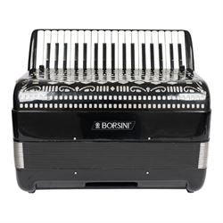Borsini basso piano accordion, with 37 keys, the black high gloss case with carrying strap...