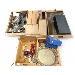 Silver plated items, including teawares, trays and cutlery and a collection of cut glass, ...