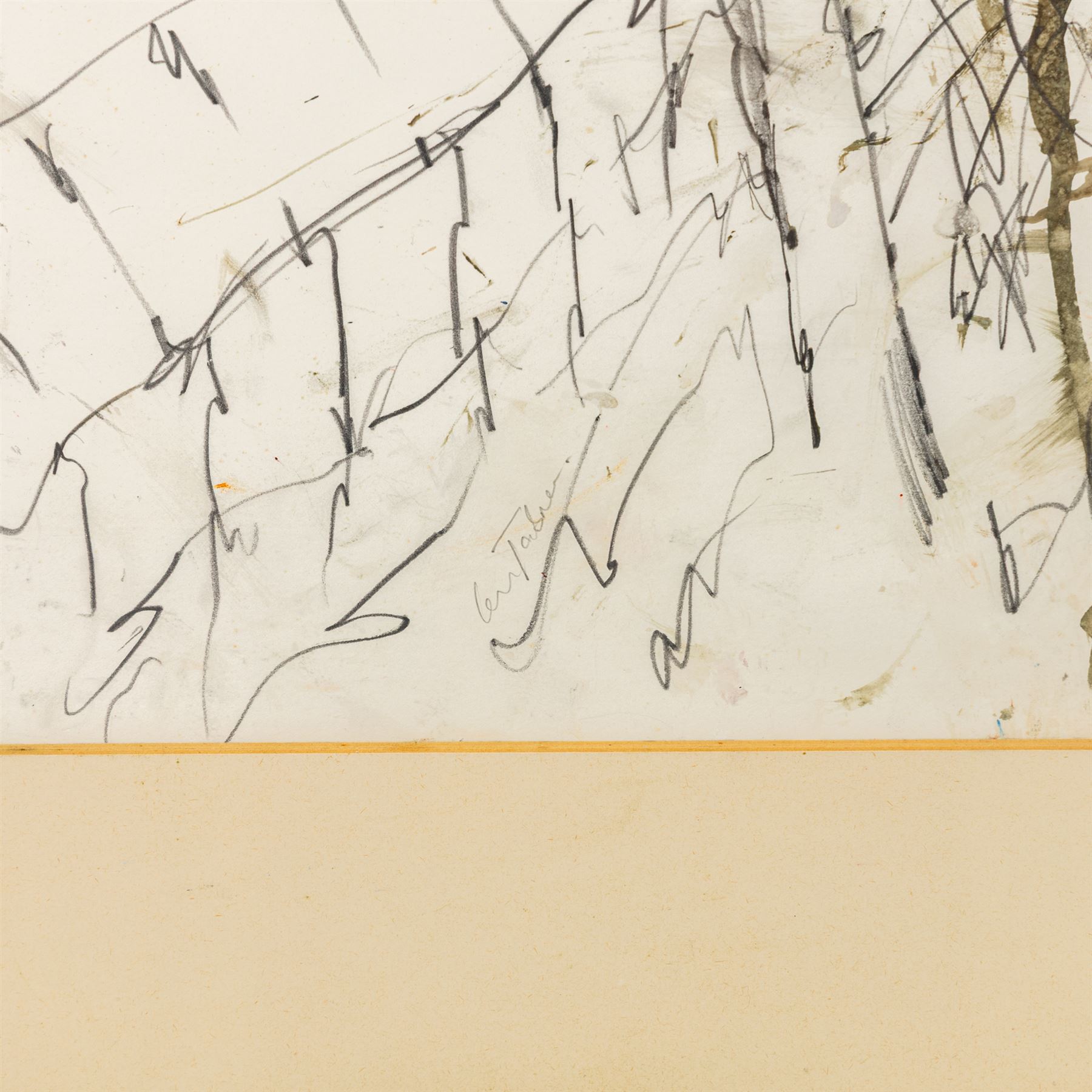 Len Tabner (British 1946-): 'Evening Snow on the Road to Lofthouse - Study', mixed media c.1983-1984 signed 55cm x 75cm 
Provenance: gifted to the vendor by the artist. We are grateful to the artist for his assistance in cataloguing this lot.