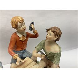 Capodimonte The Cheats, signed Zanella, together with another Capodimonte figure, H24cm  