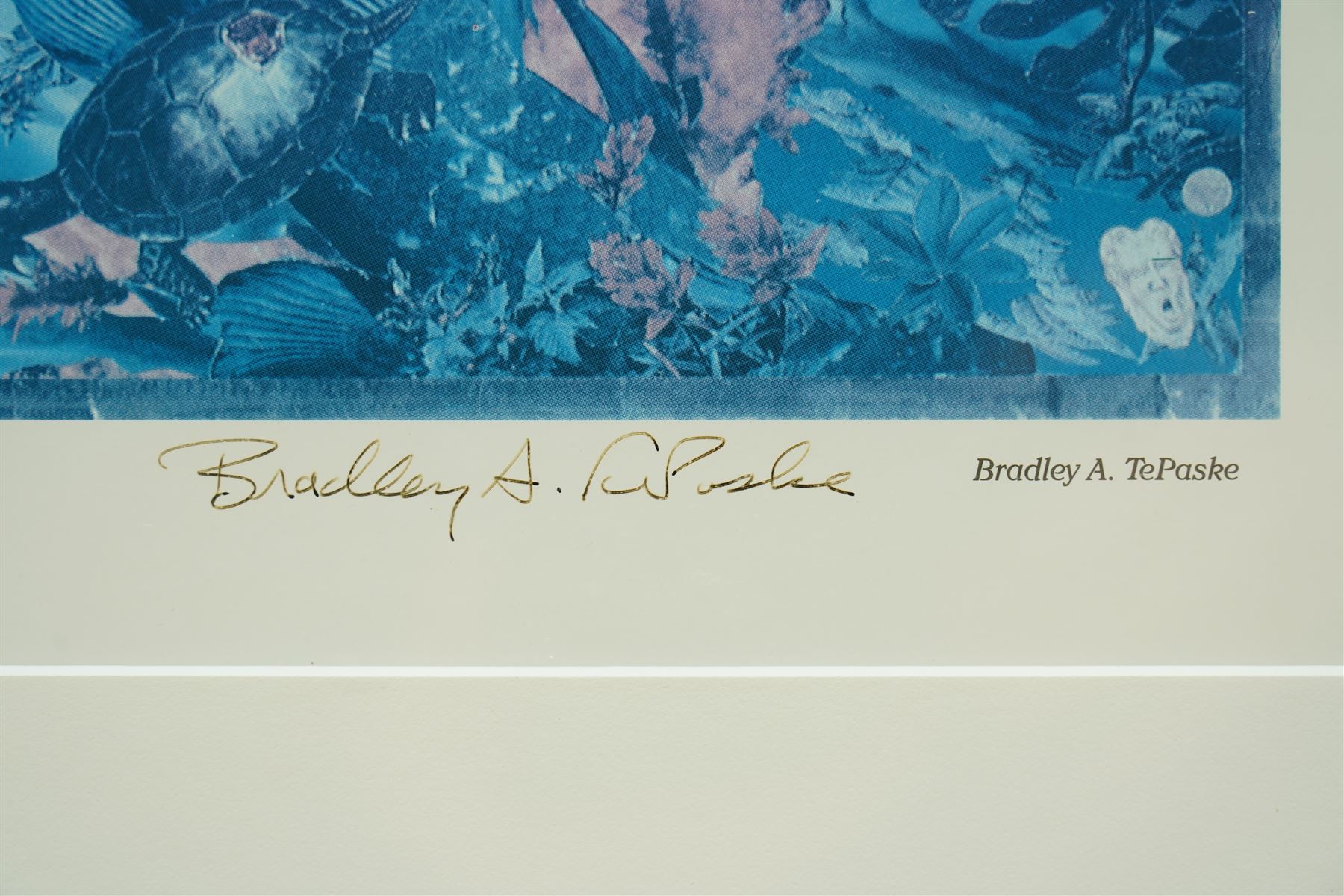 Bradley A TePaske (American 20th century): 'Aphrodite's Green Moon', colour print signed in pen 55cm x 52cm