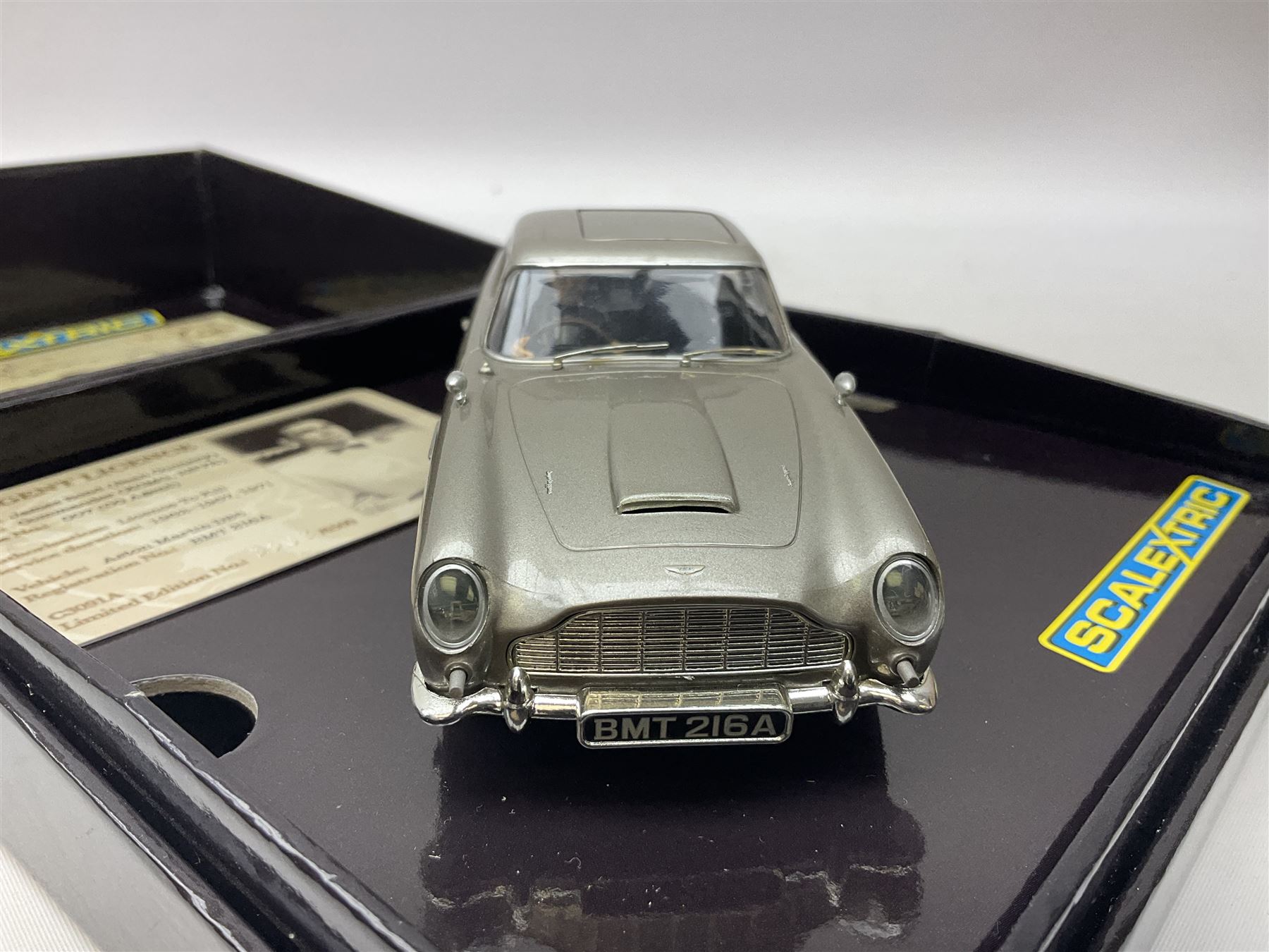 James Bond 007 limited edition Scalextric Goldfinger box set of Aston Martin DB5 slot car from The Classic Collection, no. 3502/6500, with certificate card
