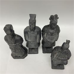 Set of four Chinese 'Terracotta Warrior' style figures, tallest example H24cm 