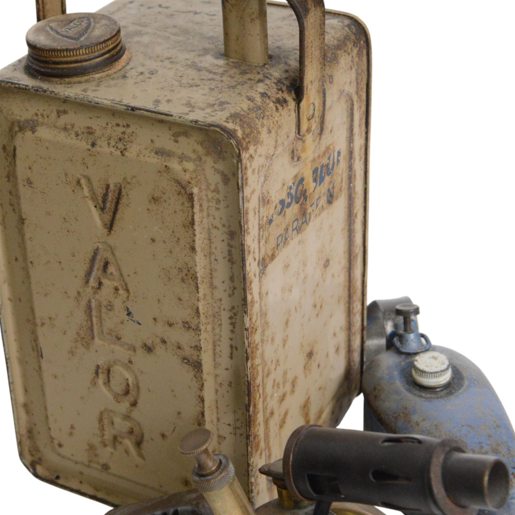 Valor Paraffin can converted to lamp, oil can and three blow torches, including AB Optimus and Burmos examples