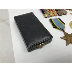 Gaunt & Son Territorial Force Nursing Service cape medal; cased; WW1 British War Medal and 1914-15 Star (names erased); two MID oak leaves; Polish and American medals; eight replica medals including VC, MM, Air Crew Europe Star etc and replica group of five WW2 miniatures etc