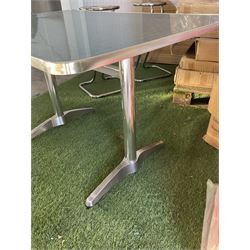 Job lot of American diner furniture, including stools, stainless steel tables, Set of six of american diner style two seater leather diner benches and other - THIS LOT IS TO BE COLLECTED BY APPOINTMENT FROM DUGGLEBY STORAGE, GREAT HILL, EASTFIELD, SCARBOROUGH, YO11 3TX