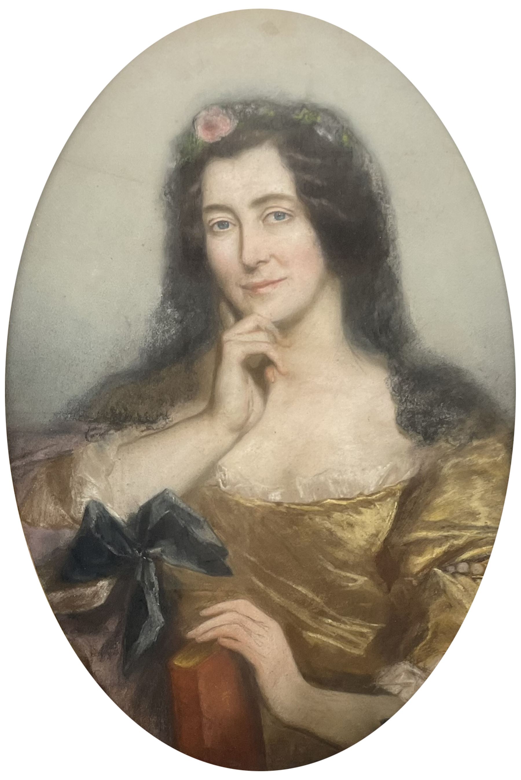 English School (Late 19th century): 'Madame Sarah Grand', oval pastel unsigned 75cm x 49cm 
Notes: Sarah Grand (1854-1943), born Frances Elizabeth Bellenden Clarke, was a pioneering feminist writer who coined the term 'New Women'. Although born in Ireland, as a child she lived in nearby Bridlington, and later moved to London.