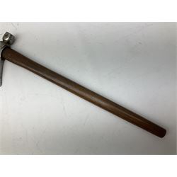 Early 20th century ceremonial Tomahawk pipe, steel axe head with pipe bowl, drilled drawing shaft, 46cm