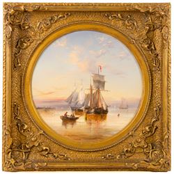 Henry Redmore (British 1820-1887): 'Barges and Other Shipping Drying their Sails in an Est...
