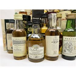Twenty five miniature single malt Scotch whiskys, including Macallan 10 year old, Laphroaig 10 year old, Aberlour 10 year old, Bunnahabhain 12 year old, Talisker 10 year old etc, all 5cl various proof (25) 