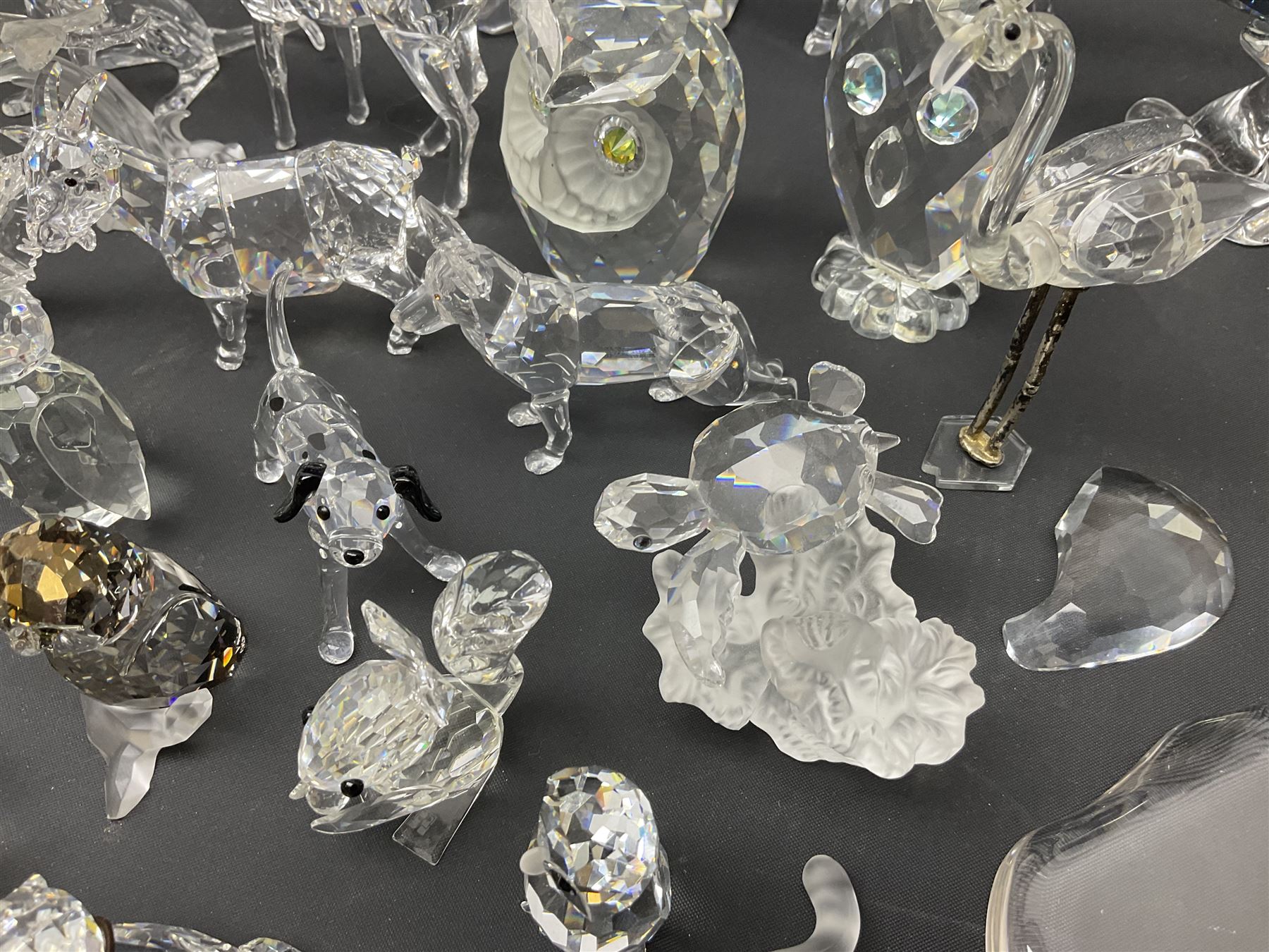 Swarovski Crystal animals, to include sheep, pigs, antelope, cockeral and hen, chicks, Pegasus, owls, giraffe, etc, together with Swarovski Crystal dancer, Isadora