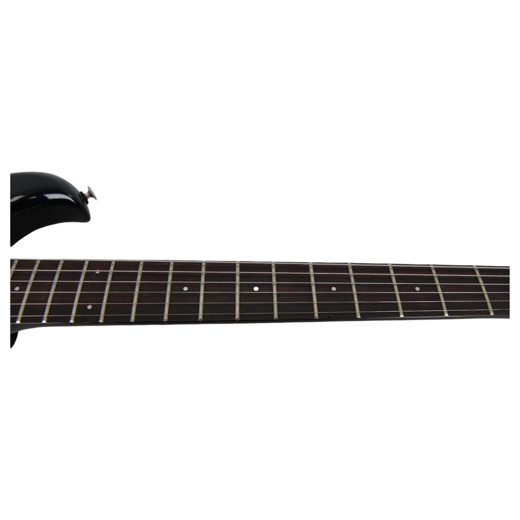 1980s Japanese Westone Spectrum DX electric guitar Bendmaster Deluxe tremolo, in gloss black finish, serial no. 6110889, in modern soft case, guitar L100cm