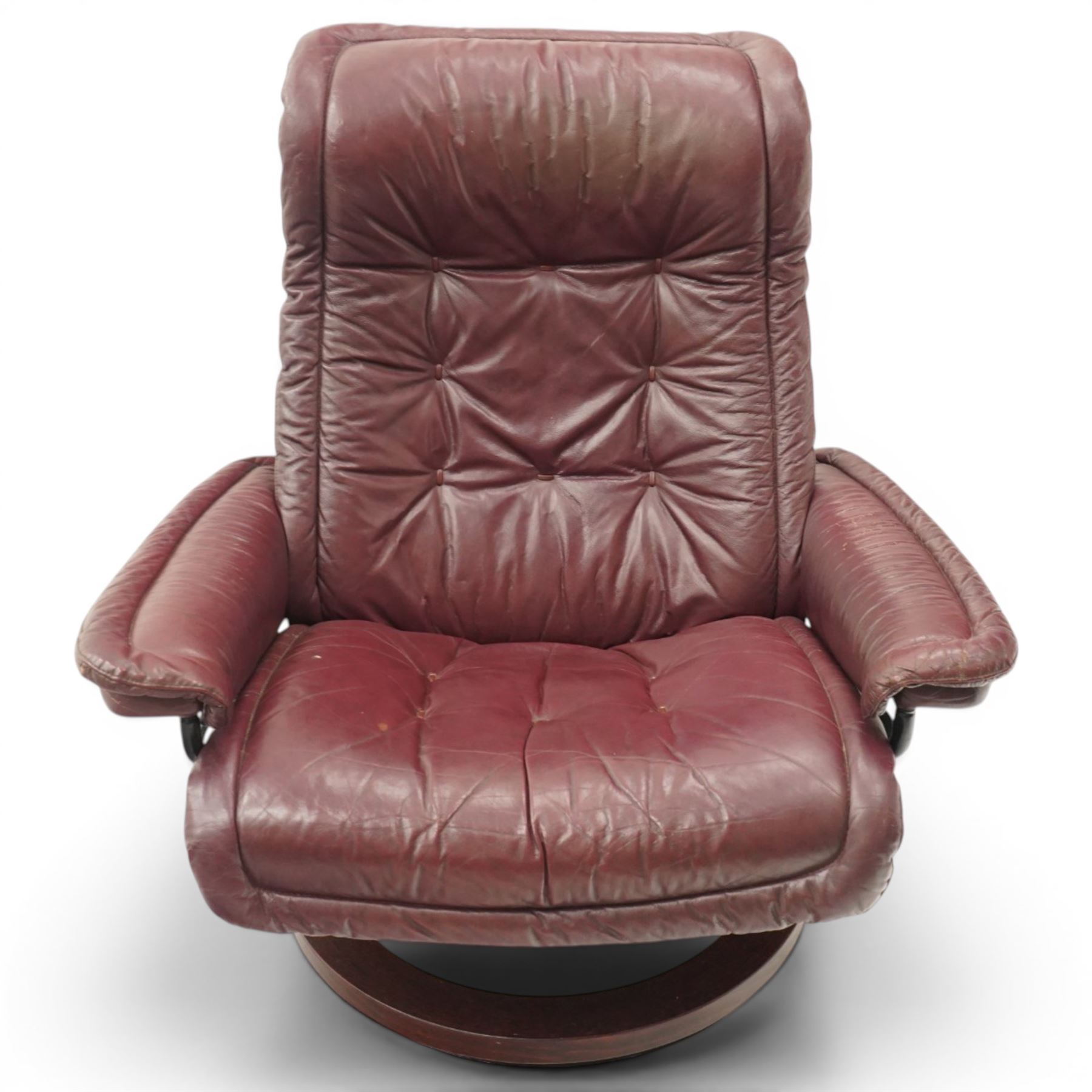 Ekornes - Stressless burgundy reclining and swivelling armchair