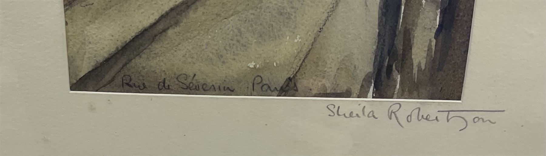 Sheila Macleod Robertson (British 1927-): 'Rue de Severin Paris', watercolour signed and titled 26cm x 14cm