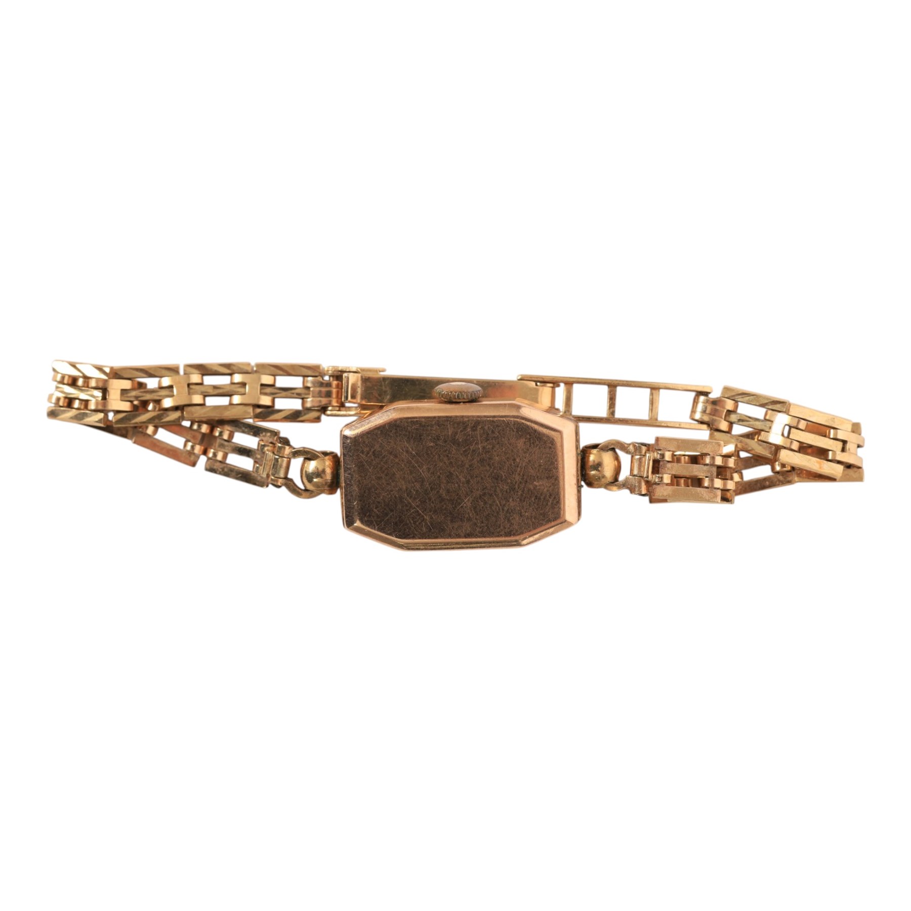 9ct gold cased ladies wristwatch on a 9ct gold bracelet strap, together with a gold plated Seiko wristwatch on a 9ct gold bracelet strap