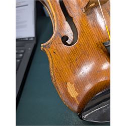 20th century violin, bearing label for Antonius and Hieronymus Amati, with bow stamped G. Werner, contained within fitted case