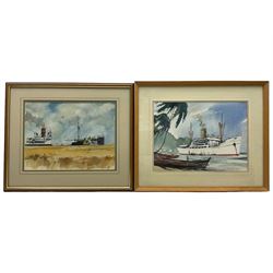 Brian C Lancaster (Bristol Savages 1931-2005): Shipping Scenes, two watercolours signed 25cm x 33cm and 25cm x 34cm (2)