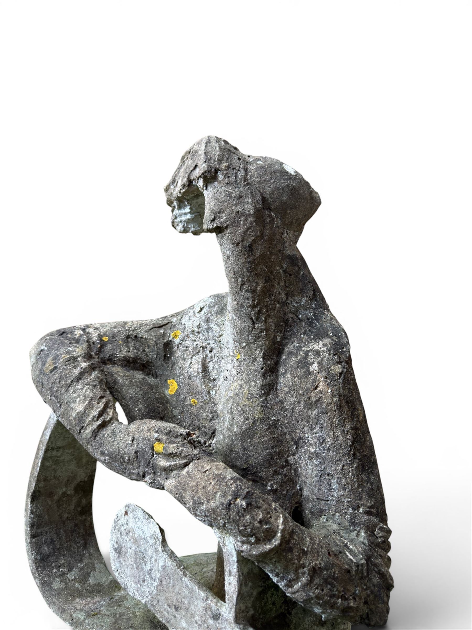 Composite stone sculptured figure playing a guitar, and a shell sculpture (2)