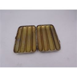 Late Victorian silver cigar case, of rectangular form, with four cigar chambers and gilt interior, hallmarked William Norris & Sons, Birmingham 1898, H13cm