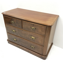 Victorian mahogany chest, two short and two long drawers platform base, W107cm, H78cm, D52cm