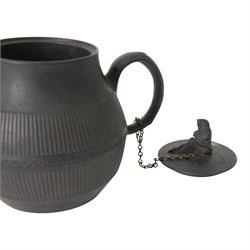 18th century Wedgwood black basalt teapot with  Widow of Zarephath finial, H16cm