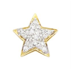 14ct gold diamond star pendant, white gold pave set round brilliant cut diamonds, applied ...