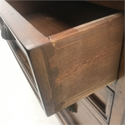 Barker & Stonehouse, reclaimed eastern pine twin pedestal desk, faux leather inset top, two slides flanking computer tray, six graduating drawers, plinth base, W174cm, H83cm, D80cm
