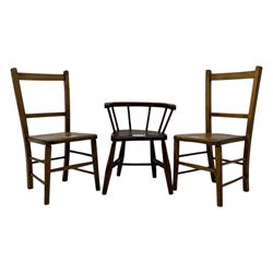 Pair of Victorian mahogany balloon back dining chairs (W49cm); 20th century oak drop-leaf dining table (W92cm); three small children's chairs (6)