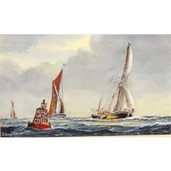  Fishing Boats off Shore, watercolour signed by Jack Rigg (British 1927-) 18cm x 30cm  