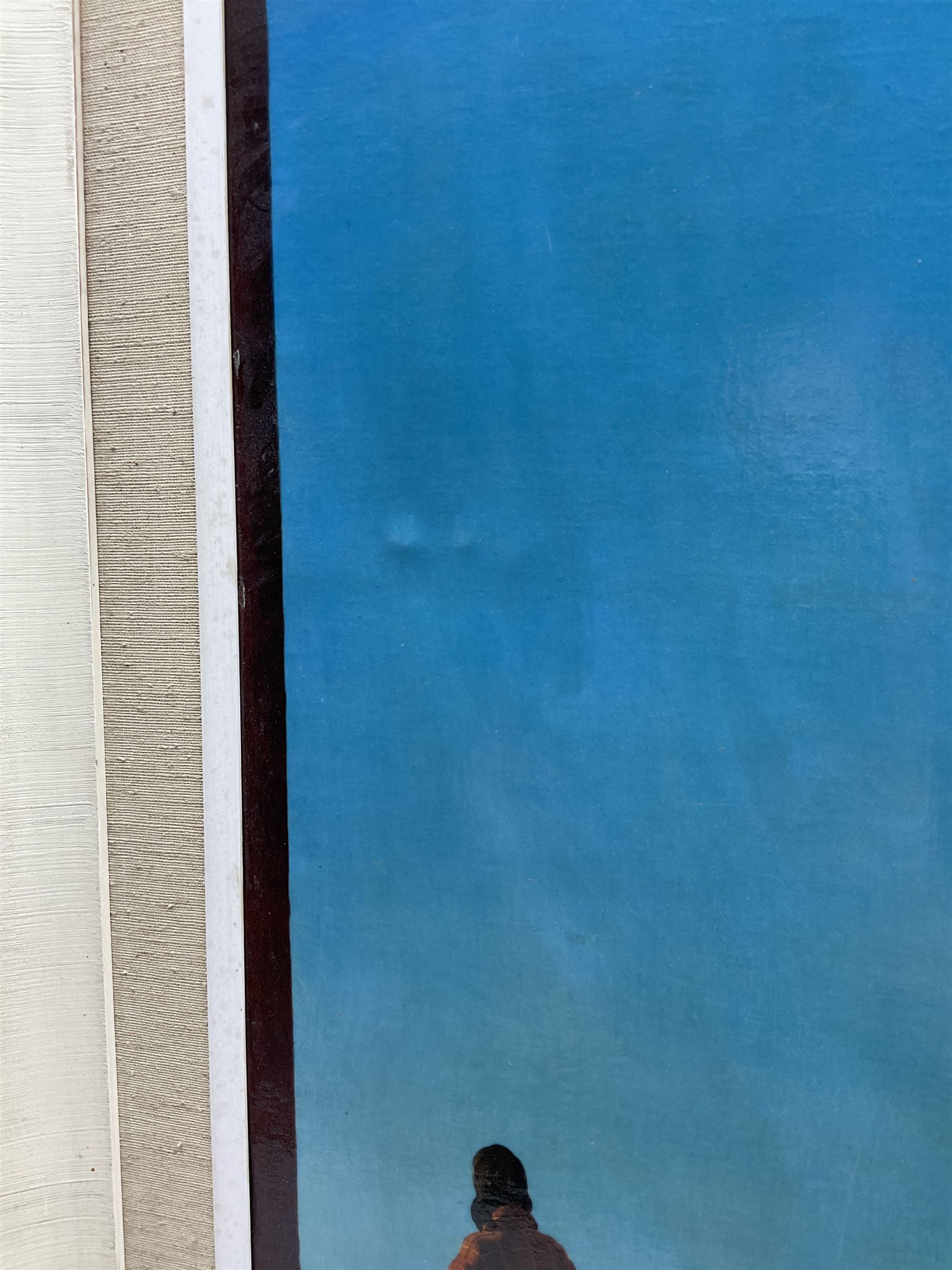 After José Manuel Capuletti (Spanish 1925-1978): 'New Horizons', colour print on canvas signed in the plate 66cm x 49cm