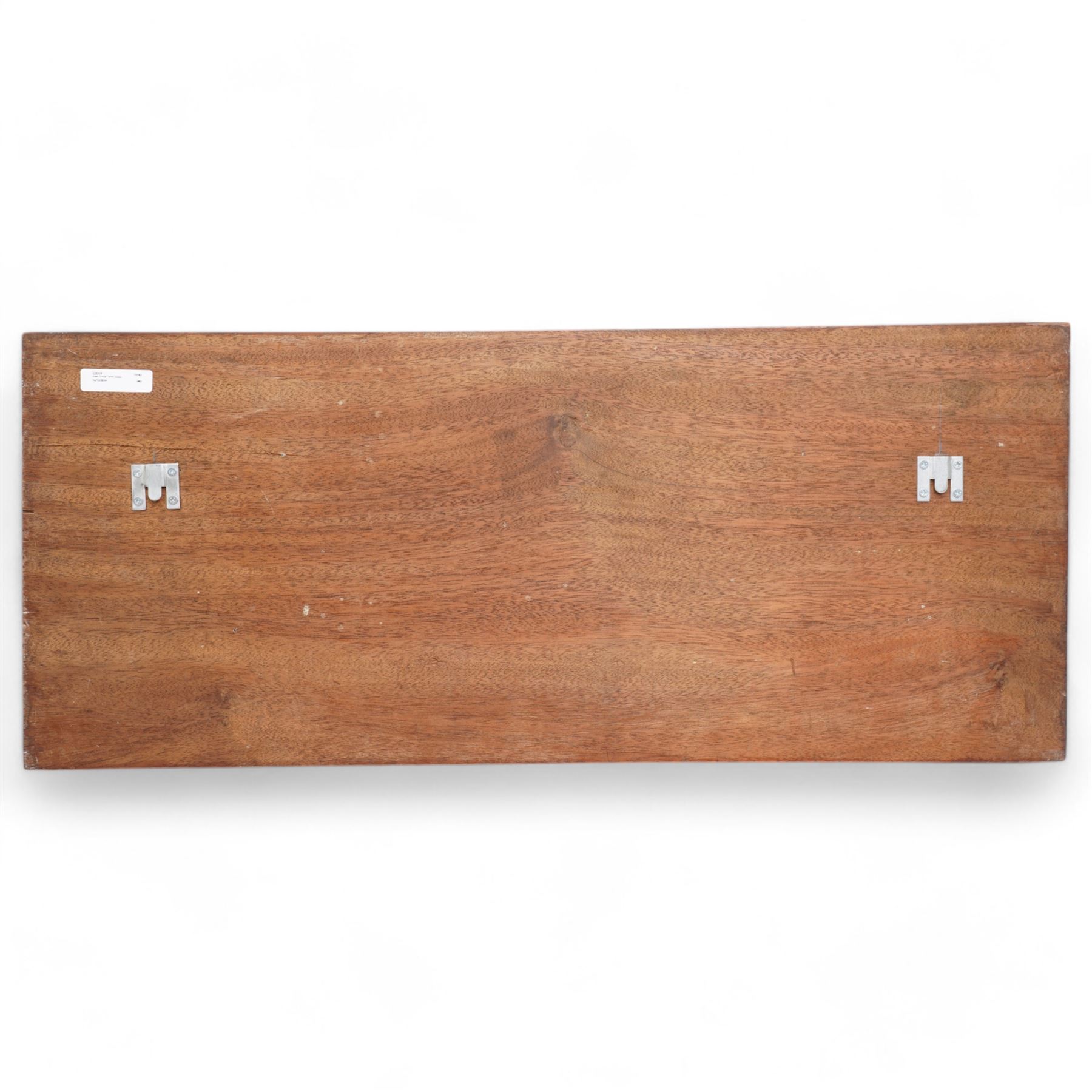  African carved wooden plaque with figures, tree etc 34cm x 81cm